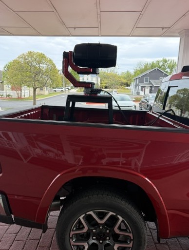 CineShot mobile surveillance stabilization system on truck platform