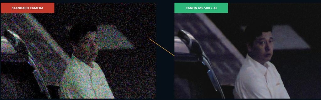 Canon CLEAR AI video enhancement for low-light noise